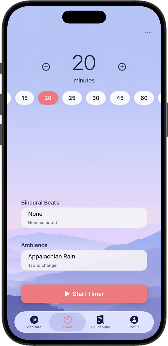 Awakening meditation library in light mode